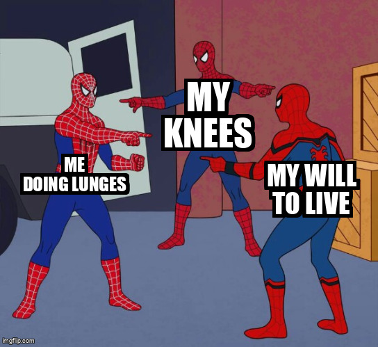 The classic triple lunge threat.