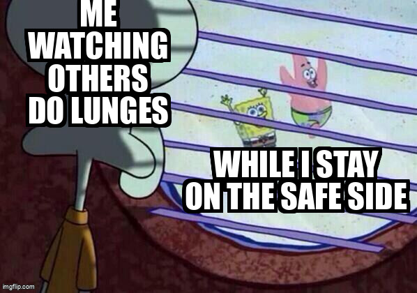 The classic lunge avoidance strategy.